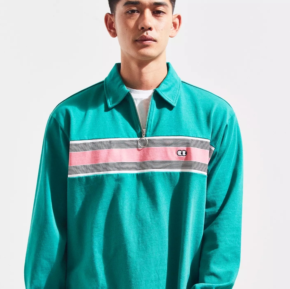 Lazy Oaf Green With Jealousy Zip Rugby Shirt